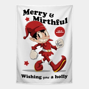 Cheerful Elf Christmas Tapestry