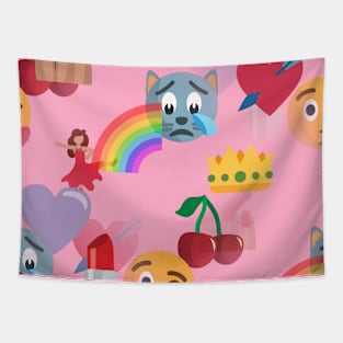 girly pink emoji Tapestry