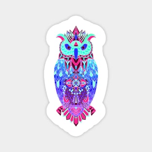 artic psychodelic owl in pattern wisdom of wonders ecopop wallpaper art tribal zendoodle of flowers Magnet
