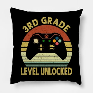 3rd Grade Level Unlocked First Day of School Video Gamer Pillow