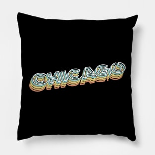 Chicago Retro Typography Faded Style Pillow