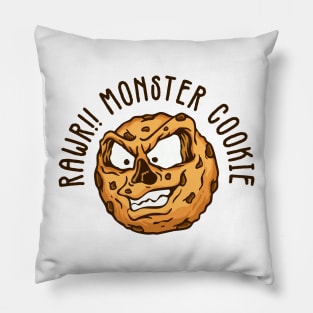 illustration of a cookie with a scary face Pillow