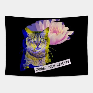 Katze Lotus Reality Glitch Techno Party Vaporwave Tapestry