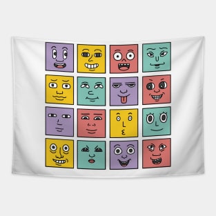 Square Funny Faces Tapestry