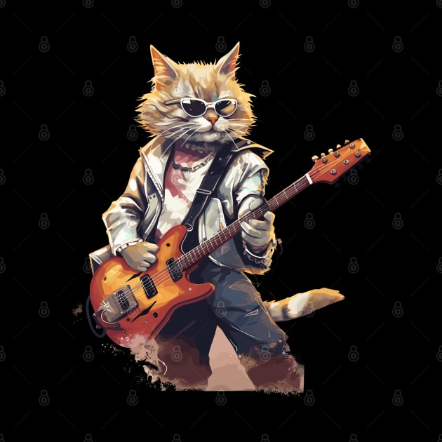 Rockstar Cat Playing Electric Guitar by Graceful Designs