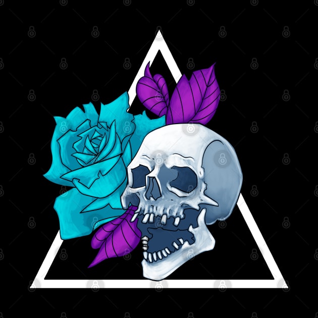 Blue Rose Flower Skull by dnlribeiro88