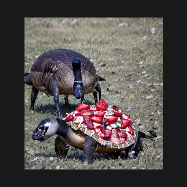 turtle geese with strawberries by Catbrat