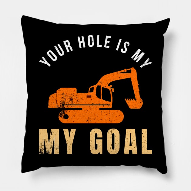 Funny Construction Worker Builder Excavator Digger Backhoe Pillow by merchmafia