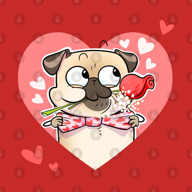 Valentine Rose - fawn pug by Inkpug