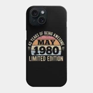 Born May 1980 Limited Edition 40th Birthday Bday Gift Phone Case