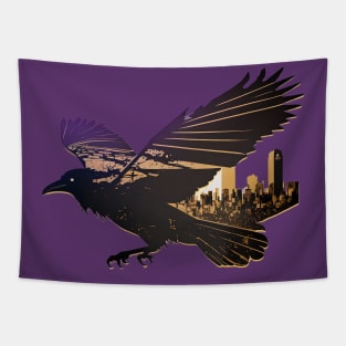 Baltimore Raven City Skyline in Silhouette Tapestry