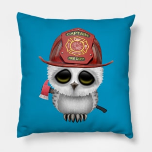 Cute Baby Snowy Owl Firefighter Pillow