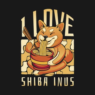 kawaii cute anime shiba inu dog otaku japanese ramen noodles T-Shirt