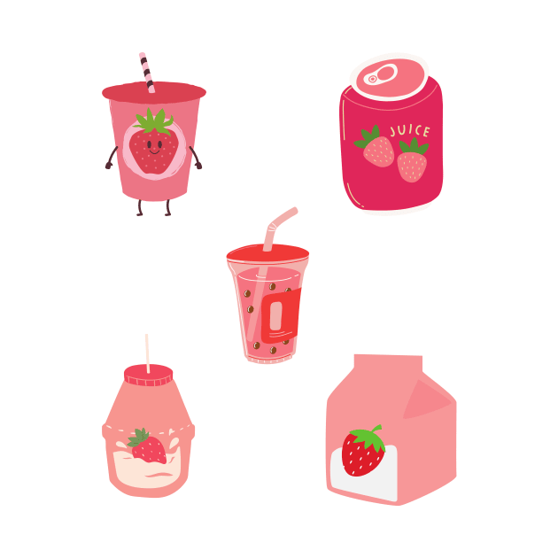 Pink aesthetic cute kawaii strawberry pack by Faeblehoarder