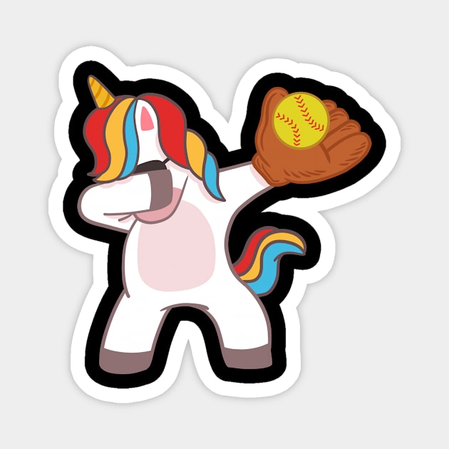 Softball Unicorn Dabbing Magnet by KAWAIITEE