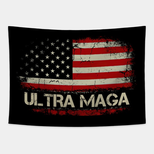 Ultra Maga Conservative Us Flag Anti liberal Tapestry by petemphasis