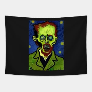 PURPLE BACKGROUND ZOMBIE IN VAN GOGH STYLE Tapestry