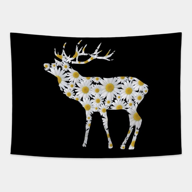 deer stag daisy flower wild animal hunting daisies bloom Tapestry by rh_naturestyles