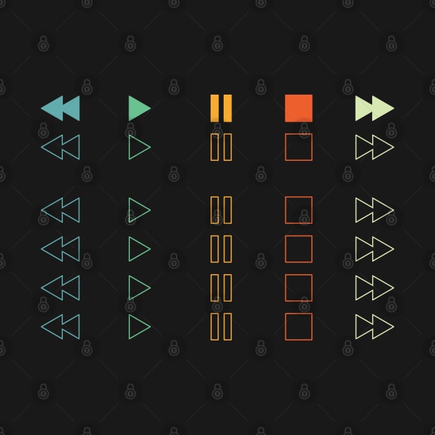 Repeated Music Player Buttons Retro Colors by nightsworthy