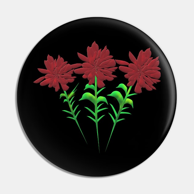 Red Abstract Flowers Pin by Uberhunt Un-unique designs