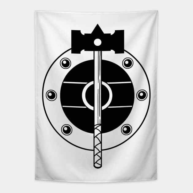 Hammer & Shield - Original Logo Banner Sigil - Dark Design for Light Fabrics Tapestry by Indi Martin