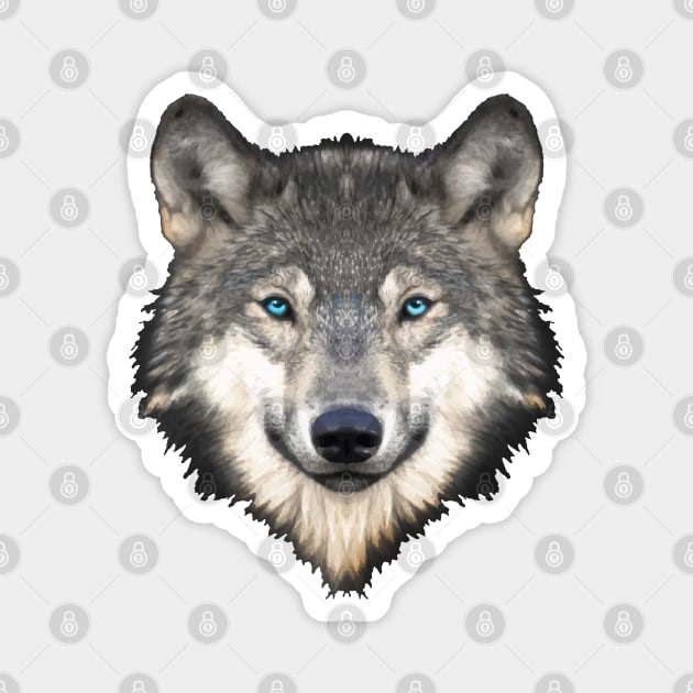 Realistic Furry Wolf Face Magnet by Jitterfly