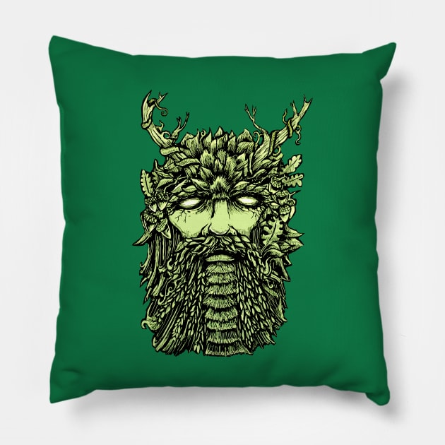 The Green Man Pillow by Artsauce