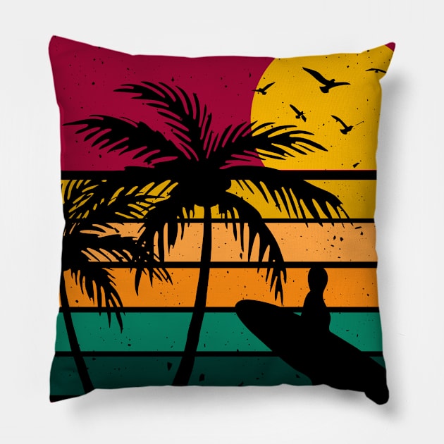 Lets go Surfing Pillow by Dominic Becker