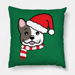 Christmas French Bulldog In Santa Hat Cute Holiday Dog Pillow