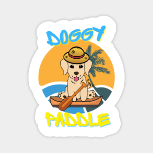 Cute golden retriever doing the doggy paddle on a boat Magnet