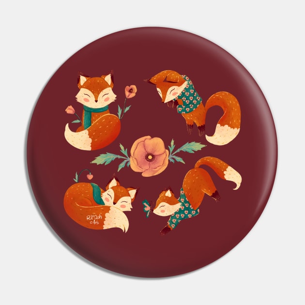 Cozy fox Pin by rifqahearts