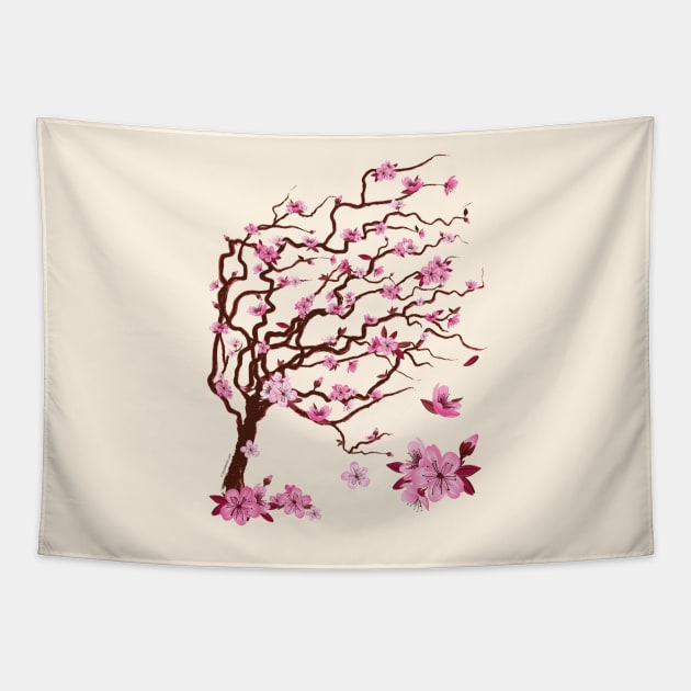 Japanese cherry tree with flowers Tapestry by ImproveYourself