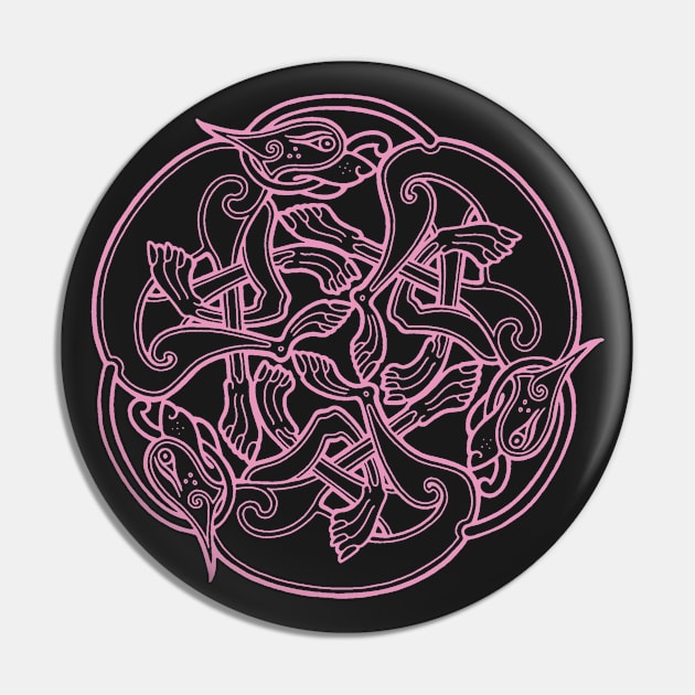 Celtic Chasing Dogs - pink Pin by Dysis23A