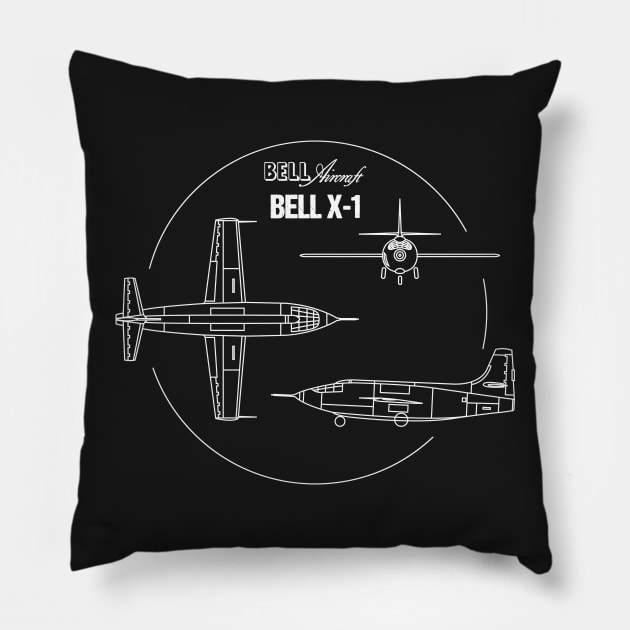 Bell X-1 Supersonic Aircraft Sound Barrier Rocket Shirt Pillow by stearman