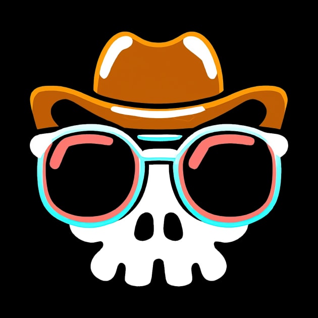 Skeleton Cowboy Skull Halloween Retro Colorful by BetterManufaktur