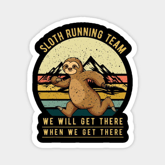 Sloth Running Team Shirt - Retro Vintage Sloth TShirt Magnet by woodsqhn1