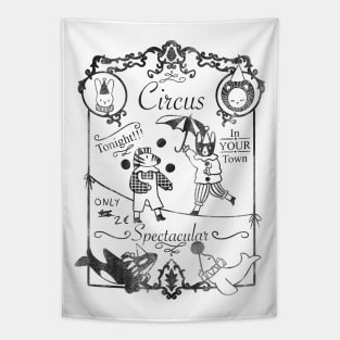 Circus Poster with cute animal clowns Tapestry