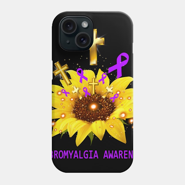 Fibromyalgia Awareness Sunflower Faith Hope Love Phone Case by ThePassion99