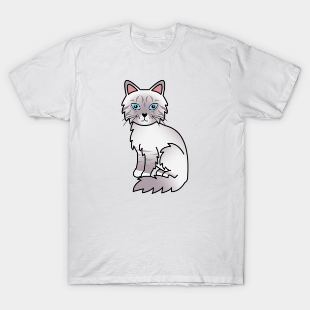 Lilac Point Tabby Birman Ragdoll Cute Cartoon Cat Illustration