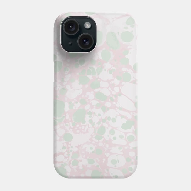 Pastel Paint Spill Pattern Green, Pink, White Phone Case by fivemmPaper