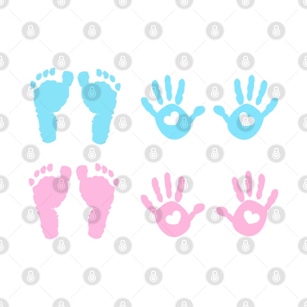 Baby girl and baby boy handprint and footprint by GULSENGUNEL