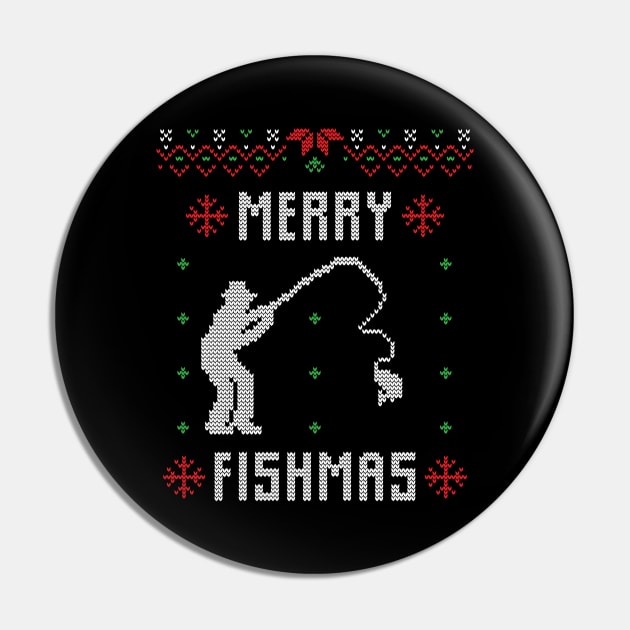 Merry Fishmas Funny Christmas Xmas For Fishers Pin by DragonTees