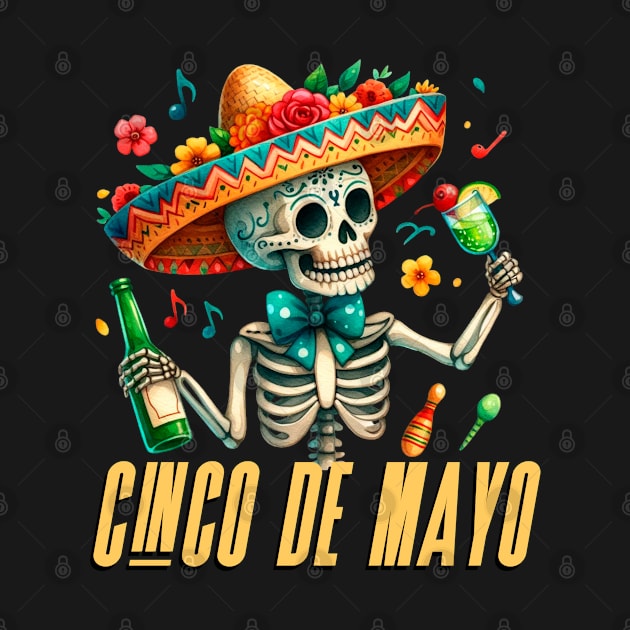 Cinco De Mayo Mexican Fiesta 5 De Mayo Skull Mexican Hat by smartrocket