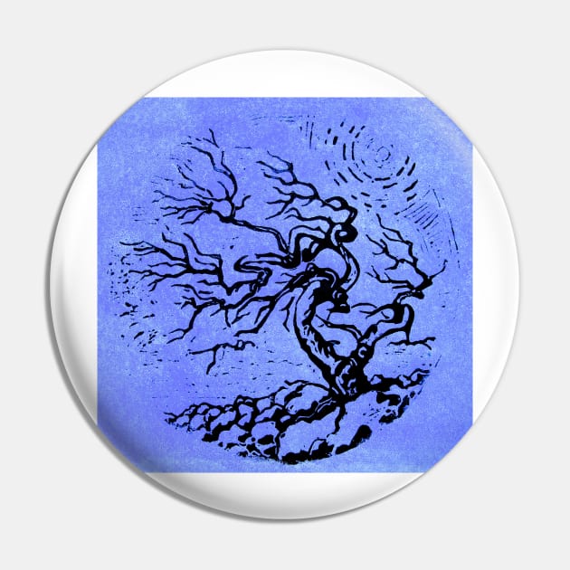 Old and Ancient Tree - Blue Pin by Heatherian