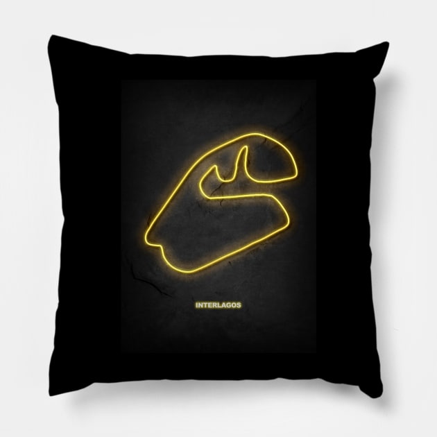 Interlagos Circuit Neon Pillow by Durro