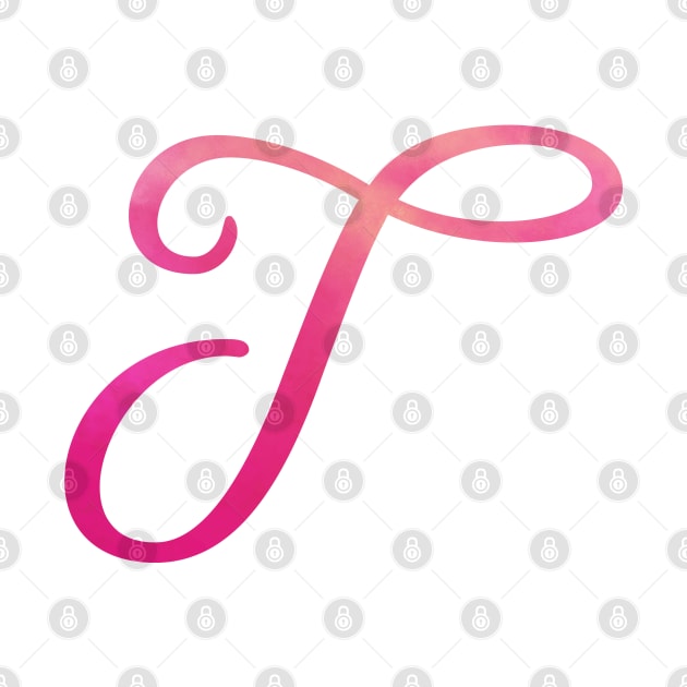 Letter T Monogram, Pink Color Personalized Design by Star58