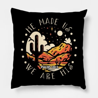 He Made Us We Are His Bull Skull Desert Pillow