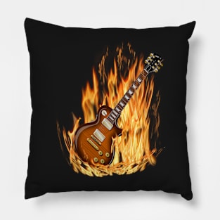 Guitar Graphic Design with Fire, Guitarist Pillow