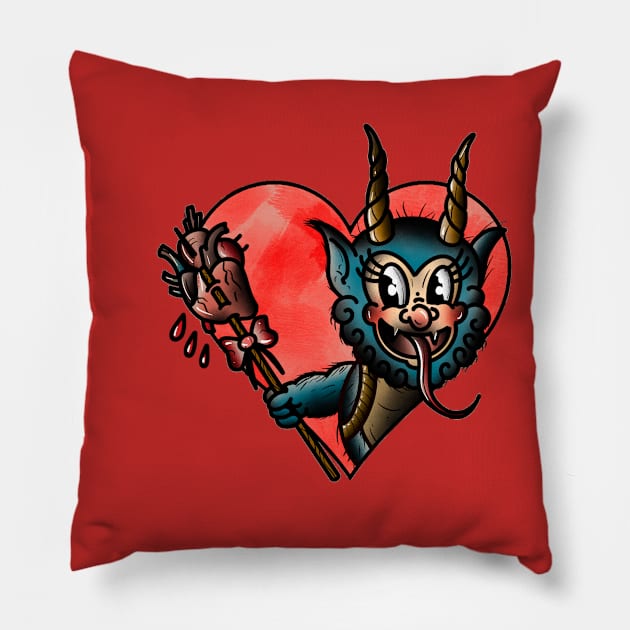 Krampus Of The Heart Pillow by Binge-Watchers Podcast