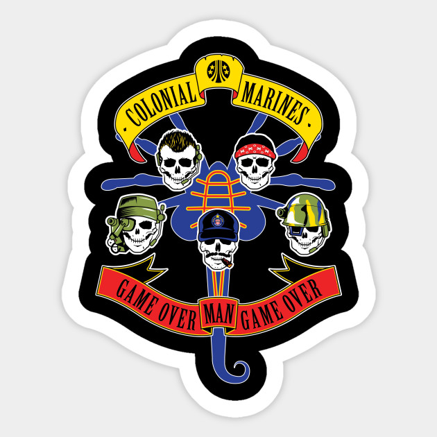 Colonial Marines Game Over Man Game Over Aliens Sticker Teepublic